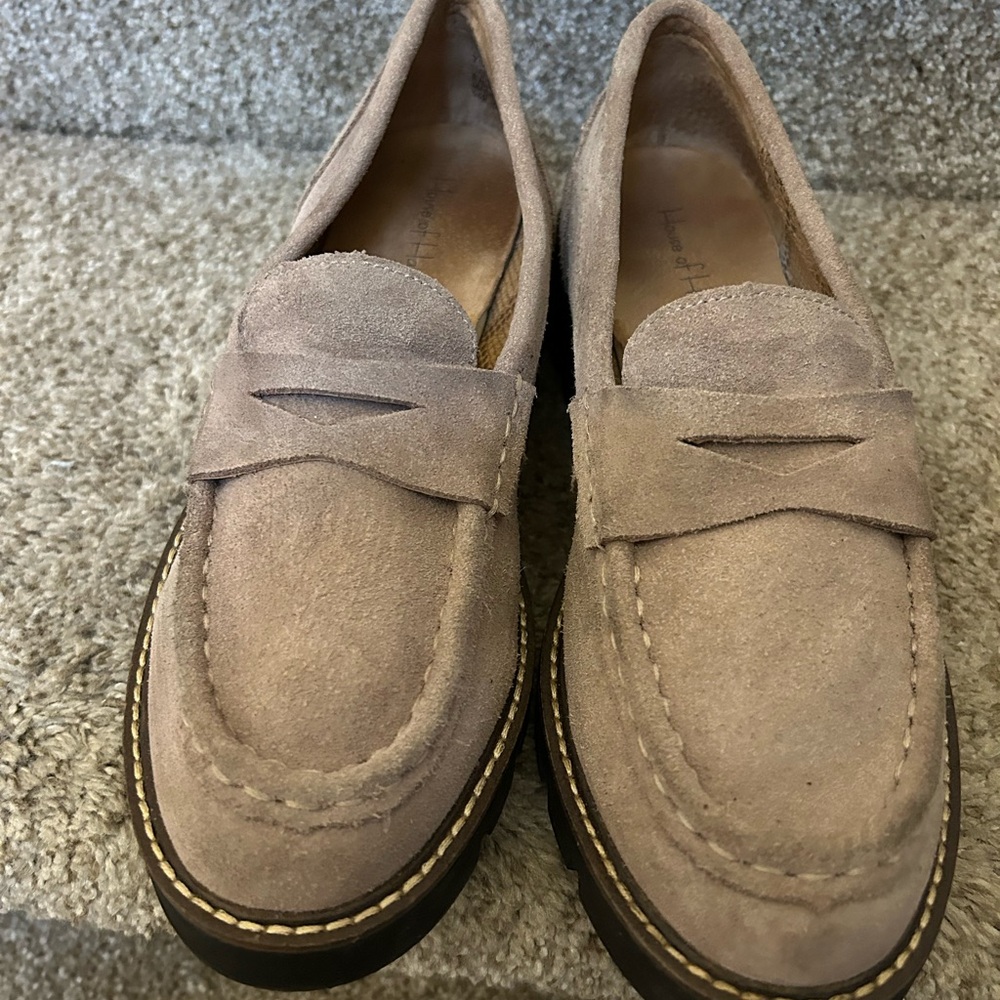 House of Harlow 1960 Gunner Suede Taupe Lug Sole Loafers. 7.5. Preppy. Academia - Picture 2 of 10